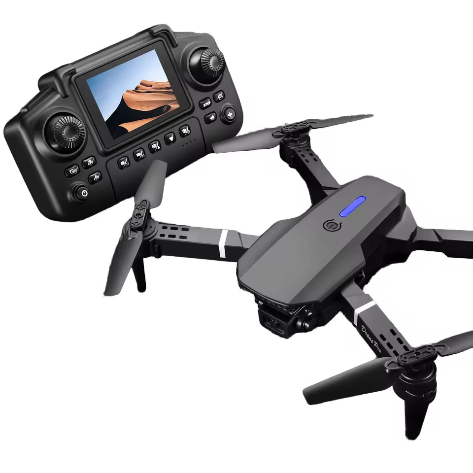 Drone E88 ultra screen pliable haute performance avec caméra HD et télécommande à écran LCD intégré